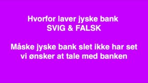 KAN DU STOLE PÅ DIN DANSKE BANK. :-) EN SAG OM JYSKE BANKS ÆRLIGHED OG HÆDERLIGHED :-) HER ER BÅDE DIRIKTIONEN OG CEO ANDERS DAM VELVIDENDE OM AT JYSKE BANK. BEDRAGER LILLE FAMILIE FRA NORDSJÆLLAND MED SVIG VED AT LYVE OM BLANDT ANDET ET LÅN DER IKKE FINDES. :-( :-( JYSKE BANKS MÅLSÆTNING, SYNTES AT STJÆLE 2.5 MILLION KR. PLUS DET LØSE. FRA DERES KUNDE. :-) VED AT HÆVE RENTER FOR DETTE PÅSTÅET MEN FALSKE LÅN, OVER EN PERIODE PÅ 20 ÅR. Ville jyske bank uberettet sikker sig de første 2.500.000 kr. hvilket samtids bliver et tab for kunden. :-( AT JYSKE BANK VEDVAREDE LYVER, OG NÆGTER AT SVARE KUNDE SOM HAR OPDAGET DET SVIG OG FALSK JYSKE BANK UDSÆTTER KUNDER FOR. MÅ VÆRE DEN EVIGE BENÆGTELSE I JYSKE BANK. - MÅSKE HÅBER JYSKE BANK PÅ, AT DET IKKE KUN ER STRAFFRIT AT BEDRAGE DERES KUNDER. MEN AT JYSKE BANK KAN BEHOLDE DE PENGE JYSKE BANK HAR STJÅLLET. VED UHÆDERLIGT OG BEVIST AT LYVE FOR AT TAGE UBERETTER AF DE BETROEDE MIDLER I JYSKE BANK, - JYSKE BANK SIGTEDE TYDLIGVIS EFTER. AT INGEN OPDAGER DER SLET IKKE FINDES NOGET LÅN. :-) :-) MEN DET BLEV OPDAGET. OG NU NÆGTER JYSKE BANK AT SVARE PÅ NOGET, I MENS BANKEN FORTSÆTTER, HVAD DER KLART BESKRIVES SOM BEDRAGRI EFTER STRAFFELOVEN. :-) :-) SÅDAN HANDLER JYSKE BANK UHÆDERLIGT OG I OND TRO, OG MOD BEDREVIDENDE FOR AT DU SOM AKTIONÆR OG PARTNER MED JYSKE BANK KAN TJÆNE PENGE. Godt for aktionærer og de som er partner med jyske bank Men knap så godt for de kunder jyske bank bevist og uhæderligt snyder. :-) :-) JYSKE BANK NÆGTER DIALOG HVORFOR VI SKRIVER OFFENLIGT SÅ KAN DU LÆSE HVAD ER KONTAKT ANNONCER RETET TIL JYSKE BANK KAN IKKE SKRIVE MINDRE I DENNE SVIG SAG. :-) :-) LÆS OG LÆR HVORDAN STORE DANSKE BANKER BEVIST OG UHÆDERLIGT SNYDER DERES KUNDER, OG HVORDAN ANDRE BANKER DÆKKER OVER DET. :-) :-) DIRIKTIONEN OG CEO ANDERS DAM TOPLEDELSE I JYSKE BANK VED DET. - MEN GØR INTET FOR AT AFKLARE OM DERES KUNDER FAKTISK HAR RET. ELLER OM NOGLE HAR TAGET FEJL. :-) :-) JYSKE BANK ER INDBUDT MANGE GANGE TIL AT GENNEMGÅ SAGS MATRIALE OG BEVISER, MEN NÆGTER KATAGORISK AT SVARE. :-) :-) MÅSKE DER BARE ER TALE OM JYSK BANK HEMMELIGHEDER :-) HVIS JYSKE BANK VED AT FAMILIEN HAR RET. HVORFOR BLIVE JYSKE BANK SÅ VED MED AT LAVE SVIG :-) :-) FAMILIEN FORSTÅR IKKE JYSKE BANK OG HVORFOR JYSKE BANK NÆGTER AT TALE MED FAMILIEN. - SAMTIDS MED AT, JYSKE BANK FORTSÆTTER MED AT TAGE FAMILIENS PENGE, FOR RENTER AF LÅN DER IKKE FINDES. :-) JYSKE BANK HAR FÅET EN UDSTRÆKT HÅND MANGE GANGE. :-) DIALOG DET KRÆVER JO KUN AT JYSKE BANK VIL HOLDE ET MØDE MED FAMILIEN :-) OG TALE OM DET SOM FAMILIEN HAR OPKLARET, ELLER FAMILIEN HAR FREMLAGT :-) :-) Utroligt at jyske bank på andet år stadig nægter at tale med den kunde, der forsøger at råbe Anders Dam op. Jyske bank har i samme periode de sidste 2 år. taget omkring 3-400.000 kr. fra kundens konto til renter af et lån på 4.328.000 kr. Som slet ikke findes. :- Et lån på 4.328.000 kr. som jyske bank ikke kun lyver om over for kunden. - Men som jyske bank vedholdende lyver om, selv overfor RETTEN og ADVOKATERNE holder jyske bank fast. Og som jyske bank ved en bevist vildledning, påstår er et underlægende lån som er optaget i Nykredit, forud for den rentesikring i jyske bank det hele startede med. - - Altså man skal være meget skarp for at kunne gennemskue hvad jyske bank laver her. Det er bestemt ikke smalkost, for de Danske bankkunder, der fremover kan blive rullet, på samme måde ved højlys dag. :-) :-) Jyske Banks advokat og bestyrelsesmedlem Philip Baruch skriver så smukt i retsforholdet. 10-09-2015 - At det underlægende lån ( 4.328.000 kr. I Nykredit ) til den rentebytte på 4.328.000 kr. som Jyske Bank i retten, skriver er den rentebytte / swap som er lavet og godkendt med jyske bank 15-07-2008 - Den dygtige men nok uærlige Philip Baruch overfor retten skriver At den rentebytte på 4.328.000 kr. som jyske bank har sendt 16-07-2008 er den fra den 15-07-2016 Og at denne rentebytte er lavet for at rentesikker et underlægende / bagvedliggende lån i Nykredit SÅ LYVER JYSKE BANK OG DERES STJERNE ADVOKATER I LUND ELMER SANDAGER VEL IKKE. :-) :-) Når Stjerne advokaten i Lund Elmer Sandager Philip Baruch skriver i retsforhold til retten. MÅ PHILIP BARUCH NARTURLIGS IKKE LYVE FOR RETTEN. Altså hverken lyve over for familiens advokat og Kunder i Jyske Bank Men da slet ikke lyve overfor retten. :-) :-) Når den dygtige advokat Philip Baruch så påstår i retsforhold At kunden har dette bagvedliggende lån på 4.328.000 kr. I Nykredit Og at dette lån er rentebyttet med jyske bank :-) :-) :-) Jyske bank Philip Baruch skriver tydligt og klart At det underlægende / bagvedliggende lån til en renteswap Er lavet med trejde mand (Nykredit) og jyske bank intet har med dette at gøre. :-) Men kære jyske bank i har hævet af kundens betroede midler, for dette her påstået underlægende lån For tinglysning, låneformidling og garantier. Så lidt må jyske bank vel kende til det. :-) Men nu er Jyske bank en markant anderleds bank. Så vi tigger stadig CEO Anders Dam og jyske bank Om at vise os kopi af det lån jyske bank rentesikker, med en rente bytte. :-) :-) Og jo da vi tilbyder stadig jysk altså jyske bank 250.000 kr. I gebyr. for bevis. Men det bliver nok svært at finde noget underlægende lån, for vi stævnede Nykredit i denne svindel sag. :-) :-) Og Nykredit ville efter Nykredit blev stævnet, nu gerne svare på spørgsmål som. Om vi har dette af jyske bank påstået underlægende lån på 4.328.000 kr. Som er det lån der er lavet med trejde part, forud for rentebytte med jyske bank. NYKREDIT SVARE 18-10-2016 At Nykredit intet kender til noget lån på 4.328.000 kr. SÅ HVORFOR HELVEDE VIL JYSKE BANK SÅ IKKE TALE MED OS. :-( :-( CEO ANDERS DAM HVORDAN HAR DU DET MED TROVÆRDIGHED, HÆDERLIGHED OG ÆRLIGHEDEN I JYSKE BANK. OG AT DU OG DIN BANK TVINGER KUNDER TIL AT BETALE FOR ADVOKATER. BARE FOR AT FÅ JYSKE BANK TIL IKKE AT BESVIGE BANKENS KUNDER. :-) :-) Tiden fra 25-05-2016 er løbet siden, toppen i jyske bank fik oplysning om bla. det falske lån :-) :-) HAR JYSKE BANK INTET AT SIGE, TIL AT VI SOM FAMILIE GERNE VIL I DIALOG MED BANKEN - HVORFOR ER DET SÅ MAGTPÅLIGGENDE FOR JYSKE BANK AT LYVE OG SNYDE DERES KUNDER. - - VIL JYSKE BANK IKKE VÆRE SØDE AT LADE VÆRE AT STJÆLE, DET ER ONDT AT I BLIVER VED. ELLER I DET MINDSTE TALE MED OS. OG FORKLARE OS AT JYSKE BANK OVERHOLDER ALLE REGLER OG LOVE, OG INTET FORKERT HAR LAVET. :-) SÅ VI IKKE BEHØVER SKRIVE HER OG DER. På havkatten, på troustpilot, på banknyt og så mange andre steder. :-) OG NÅR JYSKE BANK HAR BEVIST AT BANKEN INTET GALT HAR LAVET. SÅ SLETTER VI OPSLAG OG BETALER MED GLÆDE, UDEN BROK. ( det er naturligvis jyske bank selv som tager ) TAL MED OS GLADE KUNDER ER DE BEDSTE. :-) :-) :-) Hvis vi ville låne de 4.328.000 kr. så forslåger jyske bank at det er bedst og billigst at lave en rente Swap. Hvilket er aftalt og godkendt 15-07-2008 hvor jyske bank ringede op tidlig på formiddagen, og pressede på for at kunden skulle sige ja. Rente bytte er kun for dette lån, hvis kunde vælger at optage lånet. :-) at jyske bank ved Lund Elmer Sandager skriver at jyske bank først 16-07-2008 laver og sender kopi af denne aftale. Det skal vi altså også tale om. :-) :-) I jyske bank kommer du til at kæmpe hårdt mod banken, bare for at få jyske bank til at stoppet svig rettet imod dig. Jyske Bank er kolde de har penge og advokater nok til at trække dig rundt i en løgn. Og jyske bank gør det de kan for at bedrage familien der opklarede svig med falsk lån de næste 11 år. :-) :-) Er det kun os der syntes At jyske Bank de sidste 2 år helt bevist og i ond tro fortsætte det svig og falsk jyske Banks koncern ledelse, CEO Anders Dam blev oplyst 25 maj 2016 Og som Andes Dam kunne have talt med kunden om for 2 år siden, og finde en løsning på og rette op. :-) :-) I 2016 hvor CEO Anders Dam blev inddraget 25 maj af den desperate familie, som er udsat for SVIG i jyske bank Dengang i 2016 var det bare svig og falsk, men jyskebank, fortsatte alligevel bevist og uhæderligt at lade som ingen ting Og ingurerede kunden, samt forbyder kunden dialog, hvorefter jyske bank fortsatte udnyttelsen af bankens svig frem til Idag 2 år mere :-) :-) Når jyske bank er velvidende om at der ikke findes noget lån på 4.328.000 kr. Og jyske bank er velvidende Om at banken tage fra betroede midler i jyske bank, til rente på dette lån, og andre små finurligheder. :-) Og nu på andet år stadigvæk nægter at svare, men bare tager penge for noget, jyske bank er bevist om ikke findes Men som jyske bank lyver om, bare for at sikker Jyske Banks øknomiske interesser og for at sikker AKTIONÆRENE ET GODT UDBYTTE Derfor er det blevet til endog meget groft. Dette er familiens mening at jyskebank bevist lyver og nægter for fortsat at kunne stjæle af kassen. :-) Kunden som oplyste top lederen i jyskebank CEO Anders Dam, at jyske bank vel nok lavede, lidt svig ved falsk, mere præcist ved et falsk lån. Indpakket lidt, men budskabet var vel klart nok. Der er intet lån. :-) Nye kunder kommer til jyske bank, og stoler på at jyske bank er både ærlig og hæderlige, det siger banken selv. :-) :-) Se hvad jyske bank ved hjælp af advokaterne i jyske bank og Lund Elmer Sandager, har lavet mod os af svindel eller hvad det hedder, vi kaldet det svig. Det er ret omfattende og udspekuleret, og hvis der er tale om fejl, så gik det 7 år før vi opdagede det, og 2 år mere hvor jyske bank nægtede at indgå i dialog. :-( :-( :-( Brevet til vore gamle advokat 2-11-2016 fra bestyrelsens medlem ved aktionær Phillip Baruch jyske bank ses kun som et nyt forsøg, på at ville snyde os. At jyske bank forsøger at manupuler os, ved hjælp af vores advokat til at komme til møde? Med det ene formål at lave en rentebytte, godt nok af et ægte lån, efter jyske bank måtte konstatere, at familien ikke længer kunne snydes med det jyske bank startede på. Hvilket tilbud om rente bytte af et lån fra 3/7-2009 hvilket vi afviste med det samme. Hvis indeholdes af brevet 02-11.2016 skal tydes anderleds, så kan jyske bank passende forklare. :-) :-) Selv om daværende advokat Syntes godt om at jyske bank tilbød en rente bytte af et andet lån For han kunne vel også læse imellem lignerne hvad jyske bank forsøgte. Banken som sikkert kun tænkte på hvordan banken kunne narre os. Skal hilse og sige, det blev vi ret pist over. Gik den så gik den, ! Men jyske bank den gik heller ikke. :-) :-) :-) ER DET IKKE PÅ TIDE AT JYSE BANK STRAMMER SIG OP. OG AT JYSKE BANK TALER MED OS. OG VI SAMMEN FÅ GENNEMGÅET SAGEN, OG DE MANGE SPØRGSMÅL. :-) Det handler jo bare om jyske bank har bedraget os, ikke om jyske bank skal i fængsel for svig og falsk, :-) :-) TIL CEO ANDERS ORDFØRENDE FORMAND FOR KONCERN LEDELSEN, OM SANDT OG FALSK TAL NU MED OS, Vi vil stadig gerne tilgive jyske bank. Jyske bank skal bare erkende at beviserne mod jyske bank er ægte. :-) :-) Hvis jyske bank stadig ikke vil tale med os. Så find da en i vil tale med, bare vi ikke skal betale. :-) :-) DIALOG DIALOG DIALOG DIALOG CEO ANDERS DAM FÅ ØJE PÅ OS, TAL MED OS VI GIDER IKKE DETTE PJAT, OG ER VIRKLIG KEDE AF AT JYSKE BANK AFVISER AT SVARE. Men det er jo nok Levevejen for jyske bank, først at lyve og så holde kæft :-) :-) ALTSÅ UDOVER AT HAVKATTEN FØRST SKREV. DET HANDLER OM JURA. OG SIDST SKREV DET HANDLER I HØJ GRAD OM JURA. NU DA DET IKKE HANDLER OM HVERKEN ÆRLIGHED HÆDERLIGHED TROVÆRDIGHED MEN SÅ VED ANDRE KUNDER I JYSKE BANK DA HVAD JYSKE BANKS HOLDNING TIL TROVÆRDIGHED HÆDERLIGHED ÆRLIGHED ER. :-) :-) Der er ingen grund til at jyske bank bliver ved med at benægte. At jyske bank uden grund lyver for familien. Således familien lider både øknomisk, og psykisk. og jyske bank satser på familien enten bryder sammen, eller ikke kan finde penge til den advokat, der skal stoppe bedrageriet, da jyske bank ikke selv vil lade være. Og fortsat påstå at kunden har dette her lån på 4.328.000 kr. I Nykredit men nægter at bevise det. :-) Og jyske bank nægter at at bevise at kunden selv, har aftalt og godkendt en rentebytte af dette her lån den 16-07-2007 med jyske bank :-) Og så lige alt det andet som er kommet frem. Kære jyske bank CEO Anders Dam Vi herhjemme gad god se hvad jyske bank ville regere, hvis det var jyske bank som blev udsat for svig og falsk fra deres kunder. Og jyske bank ikke stod klar med 100 advokater, og med milliarder i ryggen, til at sikker jyske Banks øknomiske interesser. :-) Vi har intet, da jyske bank bedrager os med et falsk lån. Jyske bank nægter at tale med os, så vi kan kun råbe lidt op. Men jyskebank ser ikke hører intet Og hvis jyske bank høre et grynt, så er jyske bank ligeglade. :-) NU SKAL FAMILIEN skaffe penge til den advokat, som i retten skal have jyske bank til at stoppe jyske bank med at bedrage os. :-) Men helt ærligt Andes Dam Du og jyske bank kan slet ikke være bekendt at nægte at tage en dialog med os. :-) HVIS JYSKE BANK IKKE HAR LAVET NOGET FORKERT. IKKE HAR OVERTRÅDT LOVE OG REGLER HVAD SÅ MED AT JYSKE BANK ANDES DAM HJÆLPER HER, FORKLAR AT VI TAGER FEJL, SÅ RETTER VI. ØNSKER AT FINDE SANDHEDEN OM JYSKE BANK OG EN LØSNING. :-) :-) Måske har jyske bank til vane at andre familier der er udsat for det samme svig, giver op over for milliard forretningen jyske bank, og lader bedraget fortsætte, for at jyske bank kan sikker deres øknomiske interesser over for deres aktionære. :-) :-) jyske bank har i mødt familien Skaarup fra Hornbæk Det er os. Måske er vi lidt anderleds end de fleste, måske er vi meget anderleds. Vi er åbne og fortæller gerne vores historie. :-) :-) Vi undersøger hvis vi finder ud at nogle lyver, som her, hvor vi opdagede at jyske bank har løjet i først 7 år. Vi oplyser jyske bank om at banken er taget i at lyve, hvad gør CEO Anders Dam så Han giver sin hær af advokater besked om at fortsætte med at lyve. Og sikke sig at ingen i koncernen hverken vil eller må tale med familien, der tog jysk bank med fingeren i den kagedåse, som jyske bank var betroet. Således gik de næste 2 år. Og vi taler nu om 9 år :-) :-) Altså ingen i jyske bank koncernen, må svare på selv det mindste lille spørgsmål Som eksempelvis at BEKRAFTE ÆGTEHEDEN på de af familien fremlagte bilag, her og på banknyt.dk Når ja og på jyske Banks officielle fb side Havkatten, hvor jyske bank blokerede os, for at undgå de nemme spørgsmål. :-) Ingen må udlevere nogle bilag, der ellers kunne hjælpe med den videre opklaring, så det håbede jyske bank var nok til at stoppe efterforskning. :-) Vi holder sammen, og ønsker ikke at banker. skal lave svindel, eller give ond og dårlig rådgivning til nogle kunder, for så at jyske bank kan håbe på forældelse og beholde hvad banken har taget. :-) Det kræver jo bare et opkald på 22227713 Så mødes vi og taler om det her, og finder ud af hvad der gik galt og sammen løser det. 2 år uden svar er under alt kritik. Dialog er vejen frem Jyske bank tavshed er ikke vejen til en god foretning, men det er dialog og samtale Skal vi mødes et sted og få talt sammen. Vi giver stadig gerne frokost. Mvh familien Skaarup Hornbæk