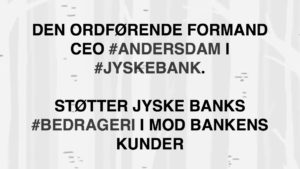 JYSKE BANK taget med hånden i #kagedåsen JYSKE BANK snød kunde og bedrager kunde for millioner, bestyrelsen sørger selv for at bedrageri imod kunde ikke opklares og stoppes, på trods af bestyrelsens viden om bedrageri / svig Se mere på www.banknyt.dk Del 1. http://banknyt.dk/opslag-20-08-2018-fb/ Del 2. http://banknyt.dk/opslag-20-08-2018-facebook-del-2/ - DEN DANSKE BANK, JYSK EBANK UNDERSØGES FOR § 279. For #bedrageri § 280. For #mandatsvig § 281. For #afpresning § 282. For #åger § 283. For #skyldnersvig Kunden er ikke i tivl, bankens ledelse ved DIRIKTØR Anders Dam bevidst og uhæderligt har valgt at fortsætte bedrageri i mod kunde, et bedrag det har forgået siden 2008 / 2009 til mindst 1 septemper 2018 Men jyske bank ønsket ikke dialog, derfor har kunde og den samlede familie skrævet til deres advokat VI ØNSKER EN DOM Med sigte på at jyske bank dømmes for bedrageri, og Jyske Banks koncern bestyrelse gøres personlig ansvarlig for det bedrageri de har kendt til, mindst siden april 2016 - Svig af en vis grovere karakter er kriminaliseret i en række forbrydelser. Den mest almindelige svigsforbrydelse er bedrageri. Svig kan bestå i, at forhold forties at der siges noget urigtigt mod bedre vidende. Flere af Jyske Banks afdelinger, lige som flere personer har været sammen om dette her svig mod bankkunde Kunde tilbyder stadig at gennemgå sagen med jyske bank og deres advokater Lund Elmer Sandager På trods at kunde har taget jyske Banks advokater, og dermed jyske bank for at lyve processuelt for retten :-) Problemet i jyske bank er at bedraget er udført udspekuleret ved hjælp af flere ansatte Ansat i flere afdelinger, men som nu styres fra bestyrelsen Vestergade i Silkeborg Et #bedrageri som den samlede koncern ledelse ikke tager afstand fra, og derfor støtter bestyrelsen fortsat bedrageri af lille #virksomhed :-) #Bestyrelsen i #jyskebank #SvenBuhrkall #KurtBligaardPedersen #RinaAsmussen #PhilipBaruch #JensBorup #KeldNorup #ChristinaLykkeMunk #JohnnyChristensen #MarianneLillevang #AndersDam #NielsErikJakobsen #PerSkovhus #PeterSchleidt #Nykredit #MetteEgholmNielsen Siger de ikke vil leverer skyts mod #jysk #ebank :-) #Lån #Gratis #Tilbud #Rådgivning #ATP #Pension #Pol #Police #LES #LundElmerSandager #Advokat Øvrige søge ord og kendte medvirkende Lån super billigt, ingen gebyr rente Subperlån, Superlån, supperlån. Billån, boliglån. Opsparing. Pension. - Tivoli fripas Bakken fripas gratis / Advokat advokater, strafferet ren straffe attest, øknomisk kriminalitet, kriminelt, straffeloven - Lund Elmer Sandager Al Capone, Adolf Hitler, Stalling Michael Rasmussen CEO Nykredit Anders Christian Dam CEO jyske bank Advokat Morten Ulrik gade jyske bank Philip Baruch jyske bank Advokat Philip Baruch Lund Elmer Sandager Advokat Mette Egholm Nielsen Nykredit Inkasso Birgit Bush Thuesen jyske bank - Jyske bank erhverv Hillerød Helsingør Århus Aahus København Silkeborg Valby Østerbro - Nicolai Hansen bankrådgiver jyske bank Line Braad Winding jyske bank Casper Dam Olsen bankrådgiver jyske bank Anette Kirkeby bankrådgiver jyske bank Søren Woergaard rådgiver jyske bank CEO Anders Christian Dam - Danske bank jysk Aktie anbefalinger på jyskebank AKTIEN SÆLG #ATP