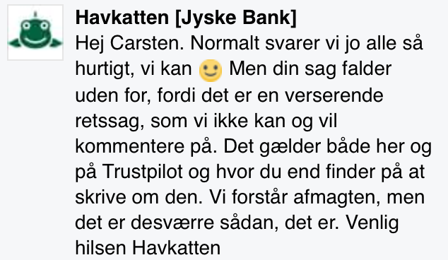 DET HANDLER OM MILLION BEDRAGERI, MOD LILLE KUNDE I JYSKE BANK ET BEDRAG SOM NYKREDIT KENDER ALT TIL. Utroligt Nykredit mener at de har brugt meget tid på at hjælpe Først skrev i en periode på over 2 år, uden Nykredit ville svare Så blev vi nødsagede til at stævne Nykredit, og først der fik vi kontakt og lidt bilag. :-) Så hvem kæmper og bruger mange resurser for at opklare den svindel foretning som jyske bank laver Og som Nykredit forsøgte at dække over ved at svare vildledende. På bare et enkelt spørgsmål Som Har jeg haft flere lån i Nykredit, end det lån jeg har nu. :-) Dette fik jeg et helt bevist vildledende svar på = Du har det lån du får opgørelse på hvert år. Der var jo ikke noget svar Så at knoklet hvert et lille svar Og det mener Nykredit at er bruge mange resurser :-) ---------- Tekst til billede Advokat Søren H. Hoffmann Christiansen fra Nykredit Skrev 21/2-2018 Og bekræftede vel bare hvad Mette Egholm Nielsen allerede har sagt NYKREDIT VIL IKKE LEVERER SKYTS IMOD JYSKE BANK Og ved ikke at ville udlever alle bilag, må der være noget Nykredit vil skjule, for at hjælpe jyske bank med at forsøge skuffe i retssag. - Jyske bank kan være helt rolige, Nykredit skriver jo at de nok skal lade være med at sende flere bilag, som kan skade jyske Banks troværdighed i denne kedelige sag, om udnyttelse svig og falsk - :-) At Nykredit har selv øknomisk har udnyttet og udnytter At jyske bank laver fusk, dokument falsk svindel løgn Og u at tage 3 et bidrag på 3 % :-) det har været meget svært at få bare lidt ud af Nykredit, Det siger sig selv efter, der skulle over 2 års forsøg med skriverier Til før at få Nykredit til at svare - Nykredit afviste først at svare i en år række men 24-11-2015 fik vi kontakt første gang. :-) Det syntes at handle om at trække tiden for at sigte mod forældelse for Nykredit's andel. - Det har handlet om at trække tiden og det er gået som ønsket - Nykredit skrev på anmodning om akt indsigt, at Nykredit ikke ville udlevere akt indsigt - Altså at Nykredit først ikke ville udlever noget som helst, er at hjælpe jyske bank Først efter Nykredit blev stævnet fik vi lidt bilag ud af dem Der i blandt kom bilag D. 1093 :-) Det er stadig planen at Nykredit advokaten Mette Egholm Nielsen som har fået fremlagt sags bilag i svindel sagen og derfor godt kender godt til bedraget. Mette bør derfor indkaldes som vidne i bedrageri sagen mod jyske bank. :-) Nykredit er ikke anklaget i sagn mod jyske bank :-) Men Nykredit har klart udnyttet fordelen til at tjene mangler penge, som er blevet er tab for kunden Det er ikke små penge. At det jyske bank som gjorde det mulig, det ved vi godt :/) Men at navne som dit Søren H. Hoffmann Christiansen overhovet nævnes, er for at give historien et sandheds preg. For hvem kender til bedraget i Nykredit Tænker du er sat ind i sagen grundet, BLAG D er bevis på dokument falsk Kan jo ikke skrive Nykredit ud for 10 personer For hvem har så skrevet hvad :/) Planen er at alle mails mm Som har med sagen at gøre offenligøres Også dem fra Nykredit Hvad er det vi ønsker at vide alt