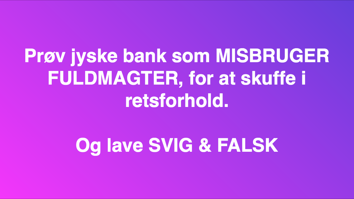 ANDERS DAM KUNNE UNDGÅ DISSE OPSLAG BARE VED AT TALE MED OG KUNDER. Medvirkende i sagen eller kender til sagen og ønsker ikke at rette fejl Fundament hæderlig ærlig åben retter fejl Nykredit jyske bank Advokat advokater strafferet øknomisk kriminelit Lund Elmer Sandager Michael Rasmussen CEO Nykredit Anders Christian Dam CEO Morten Ulrik gade Philip Baruch Mette Egholm Nielsen Birgit Bush Jyske bank erhverv Hillerød Helsingør Århus Aahus København Silkeborg Valby Østerbro Nicolai Hansen Anette Kirkeby Søren Woergaard Danske bank jysk Koncernledelse jyske bank Koncernbestyrelsen Sven Buhrkall Kurt Bligaard Pedersen Rina Asmussen Philip Baruch Jens A. Borup Keld Norup Christina Lykke Munk Haggai Kunisch Marianne Lillevang Koncerndirektionen Anders Dam Leif F. Larsen Niels Erik Jakobsen Per Skovhus Peter Schleidt Sagen historien om Nykredit og jyskebank handler om: Bedrageri Svindel Løgne Tyveri Underslæb Mandatsvig Svig Dokumentfalsk, At dække over forbrydelser At skjule forbrydelser Om at lyve over for retten udelukket for at kunne fortsætte bedrageriske forhold. Mercedes BMW Audi VW Ford Kia Pegeout Citroen biler for alle, billig bolig, billig GF forsikring PBS dankort visa, SUPERLÅN LÅN I LYSKE BANK